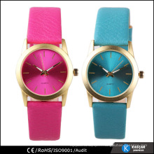 Courroie de cuir japon ou singapour mouvement quartz montre femme, bienvenue import regarder Chine